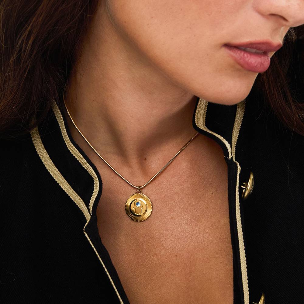 Radiant Hamsa Pendant with Gemstone in Gold Vermeil-5 product photo