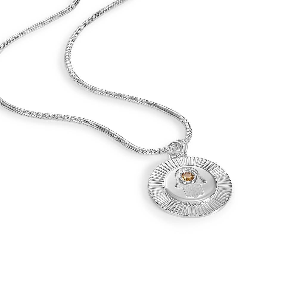 Radiant Hamsa Pendant with Gemstone in Silver-2 product photo