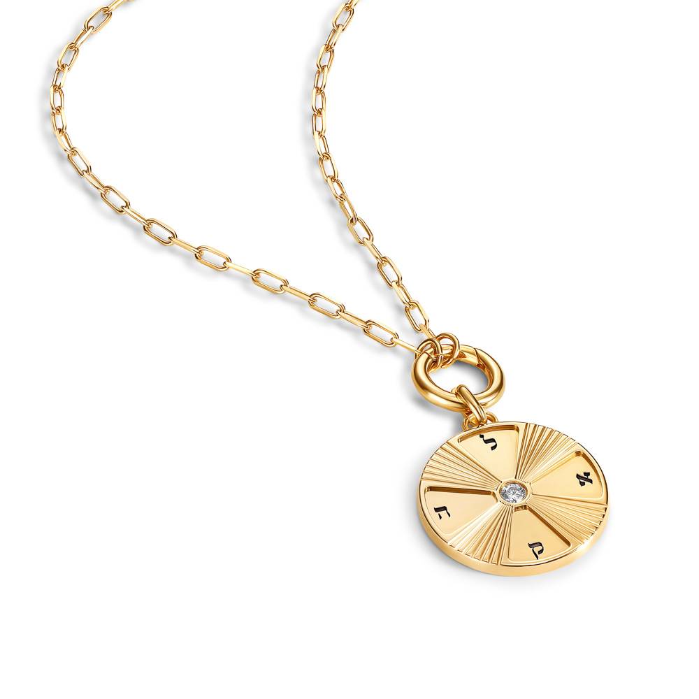 Radiant Initials Medallion with Gemstone in Gold Plating-4 product photo