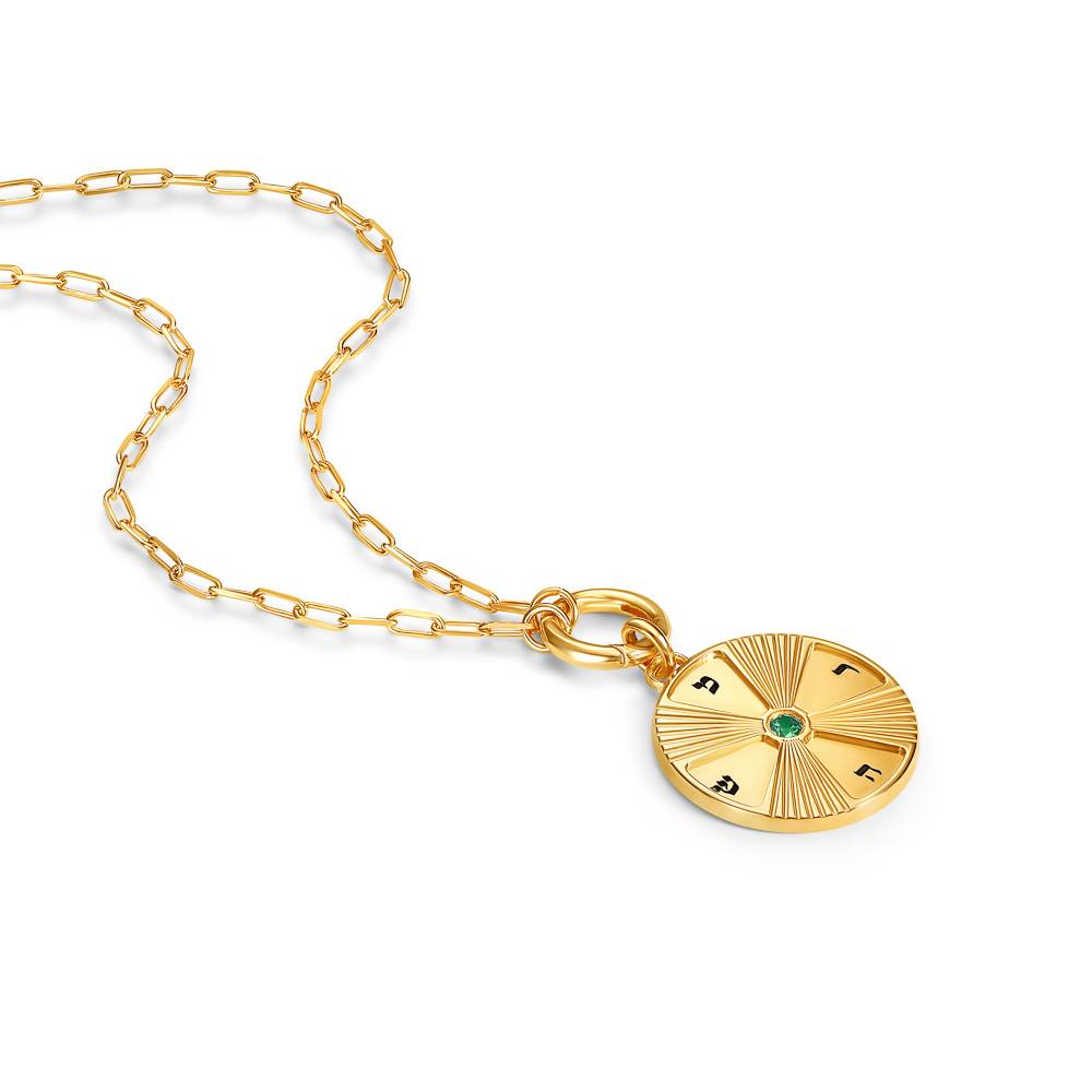 Radiant Initials Medallion with Gemstone in Gold Plating-2 product photo