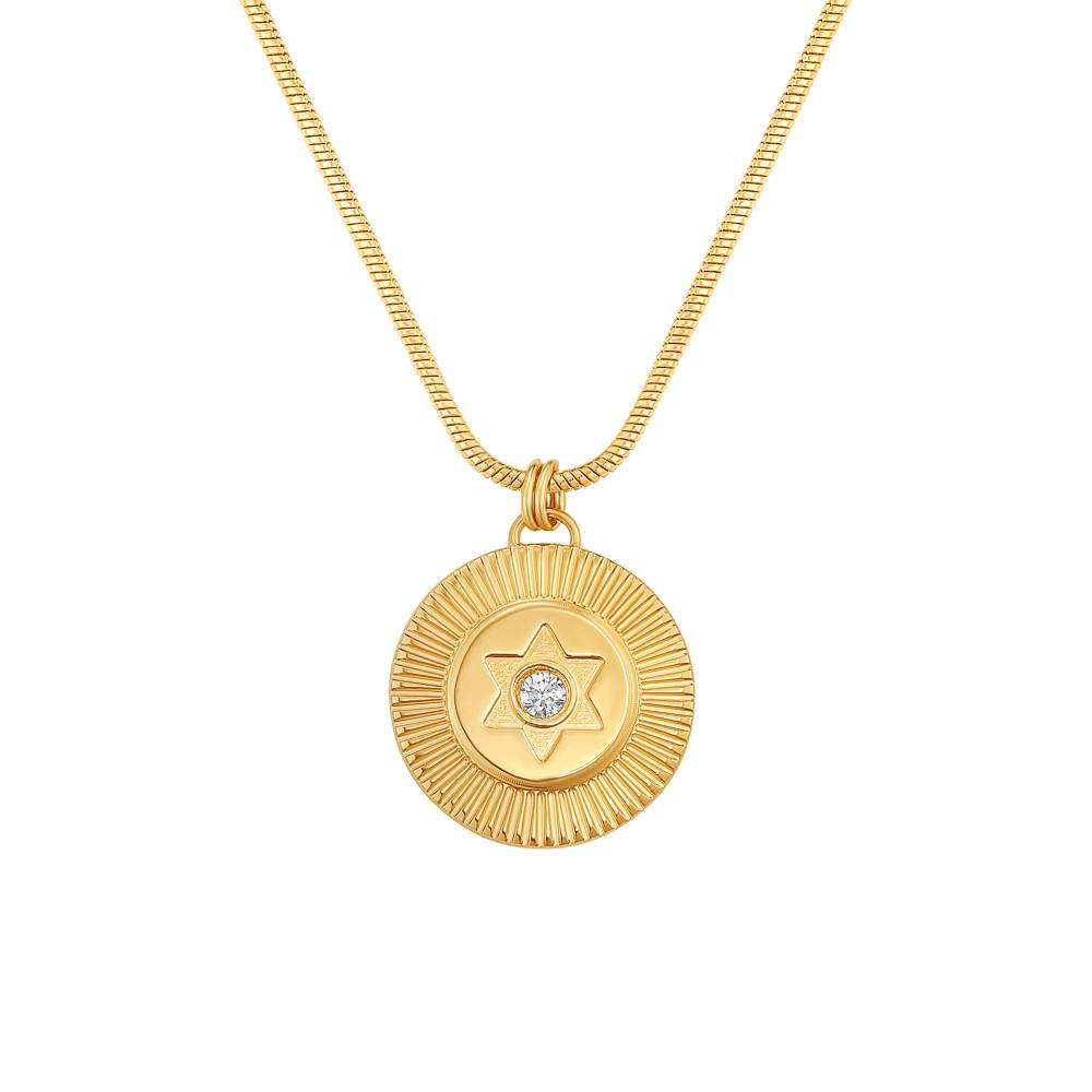 Radiant Star Of David Pendant with Gemstone in Gold Plating-1 product photo