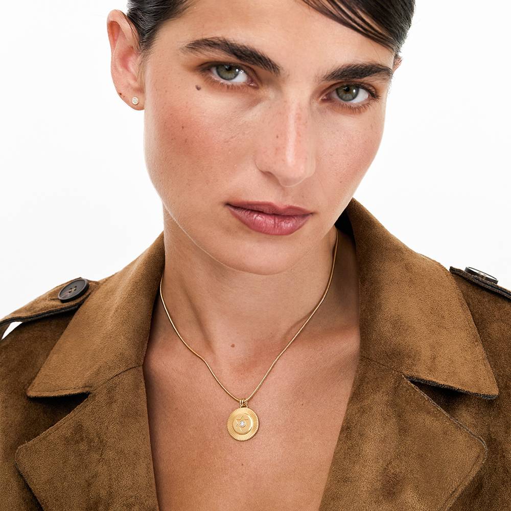 Radiant Star Of David Pendant with Gemstone in Gold Plating-4 product photo