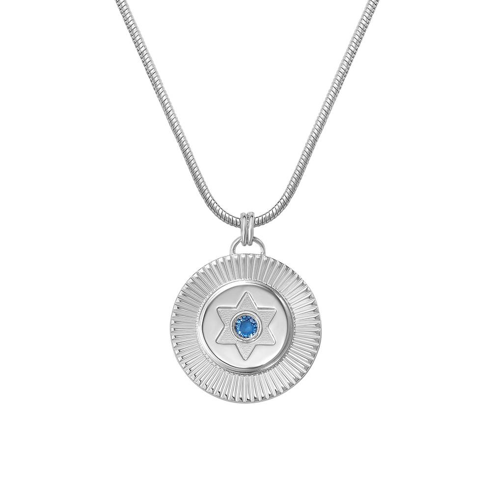 Radiant Star Of David Pendant with Gemstone in Silver-1 product photo