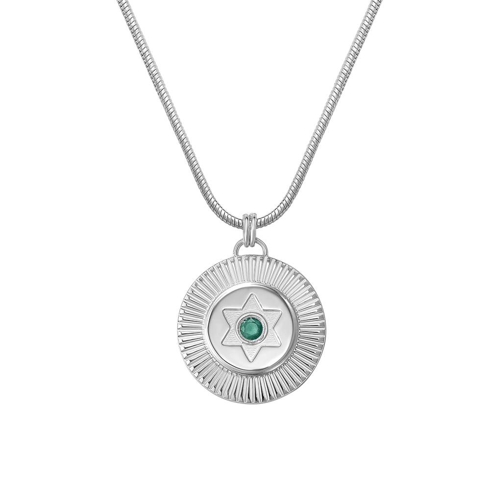 Radiant Star Of David Pendant with Gemstone in Silver-2 product photo