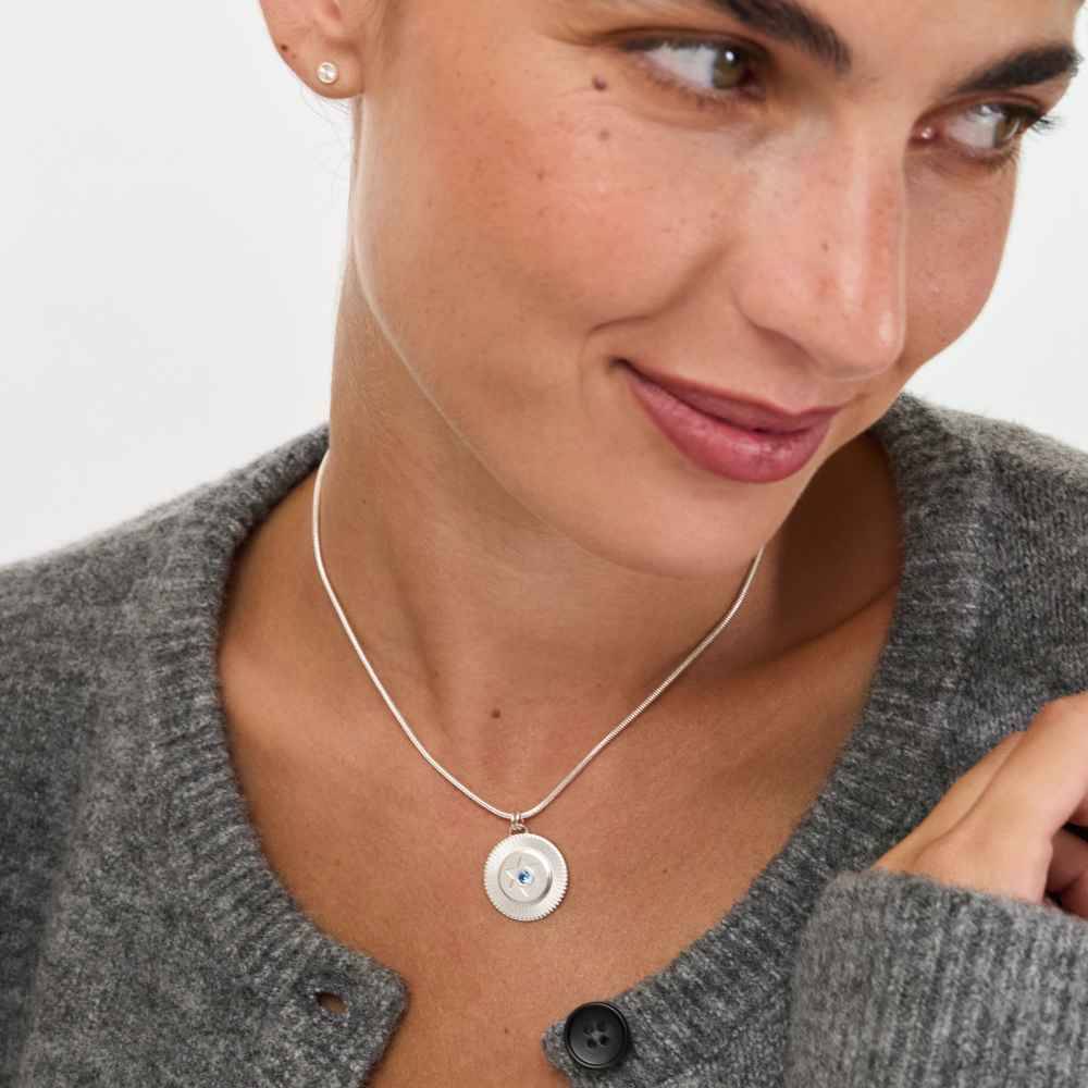 Radiant Star Of David Pendant with Gemstone in Silver-6 product photo