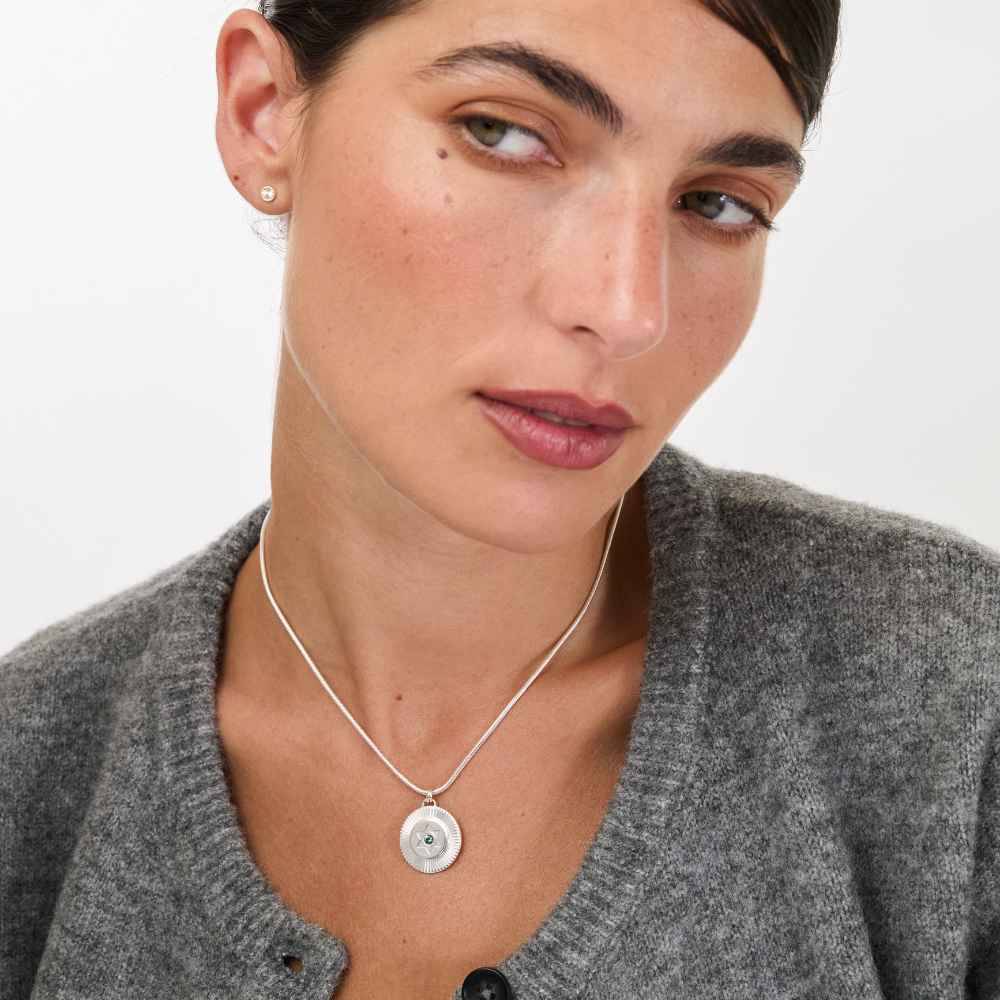 Radiant Star Of David Pendant with Gemstone in Silver-7 product photo