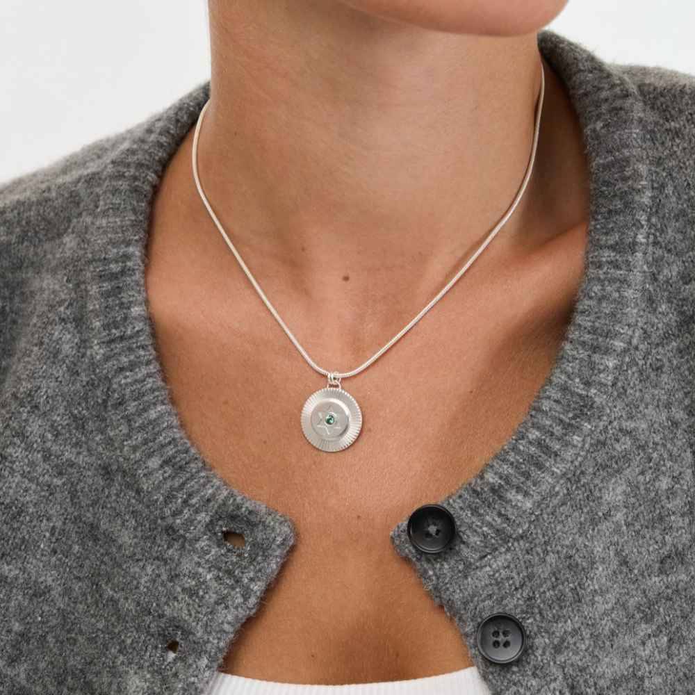 Radiant Star Of David Pendant with Gemstone in Silver-5 product photo