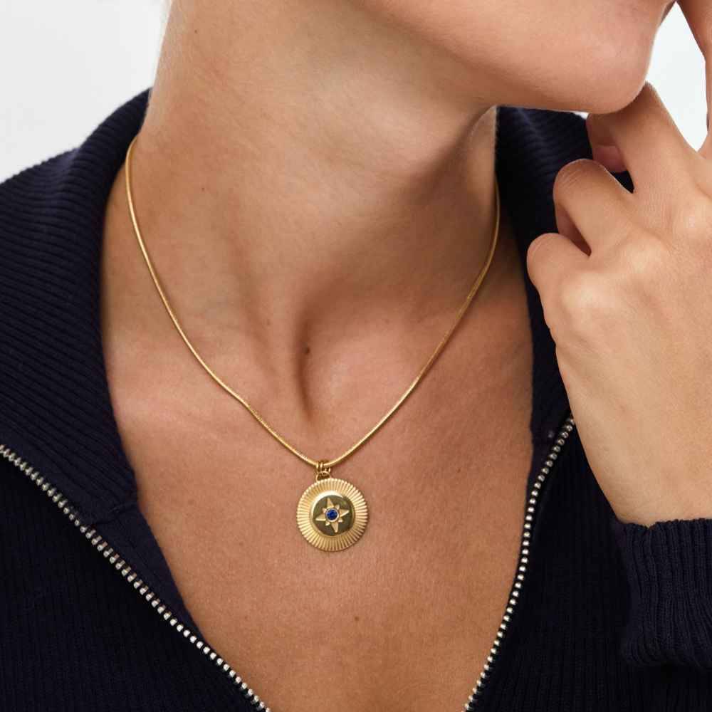 Radiant Starlight Pendant with Gemstone in Gold Plating-4 product photo