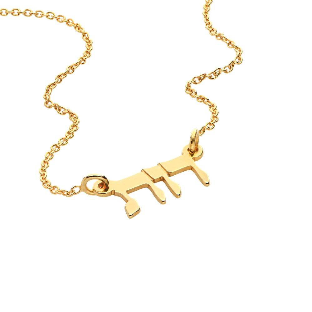 Small 18k gold plated silver hebrew print name necklace israelblessing