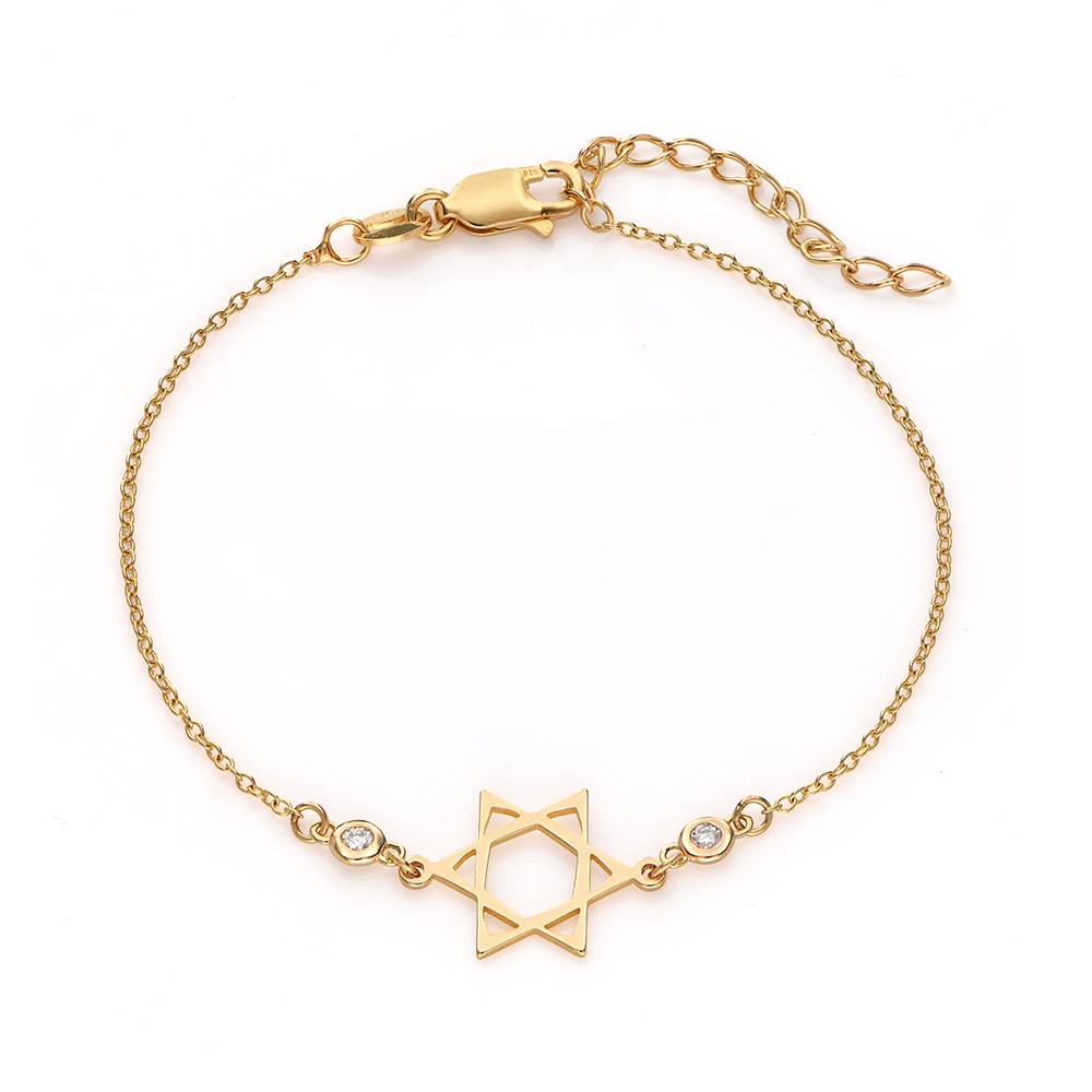 Star of David Diamonds Bracelet in Gold Vermeil-4 Star of David Diamonds Bracelet in Gold Vermeil-4 product photo