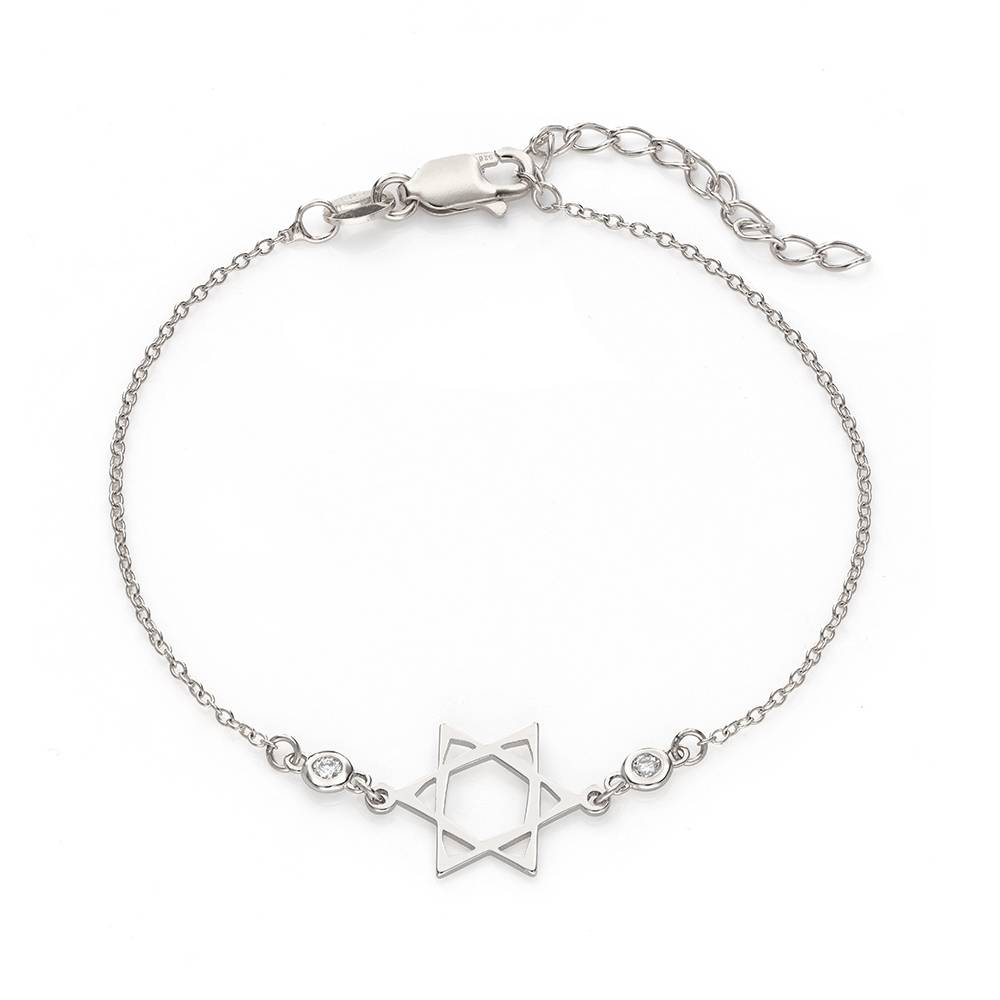 Star of David Diamonds Bracelet in Sterling Silver-1 Star of David Diamonds Bracelet in Sterling Silver-1 product photo