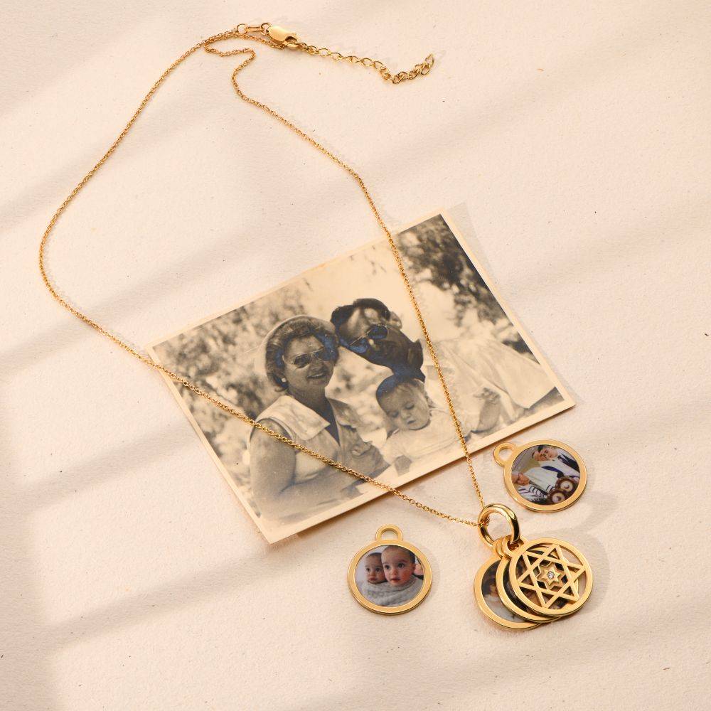 Star of David Photo Pendant Necklace with Diamond in Gold Vermeil-1 product photo