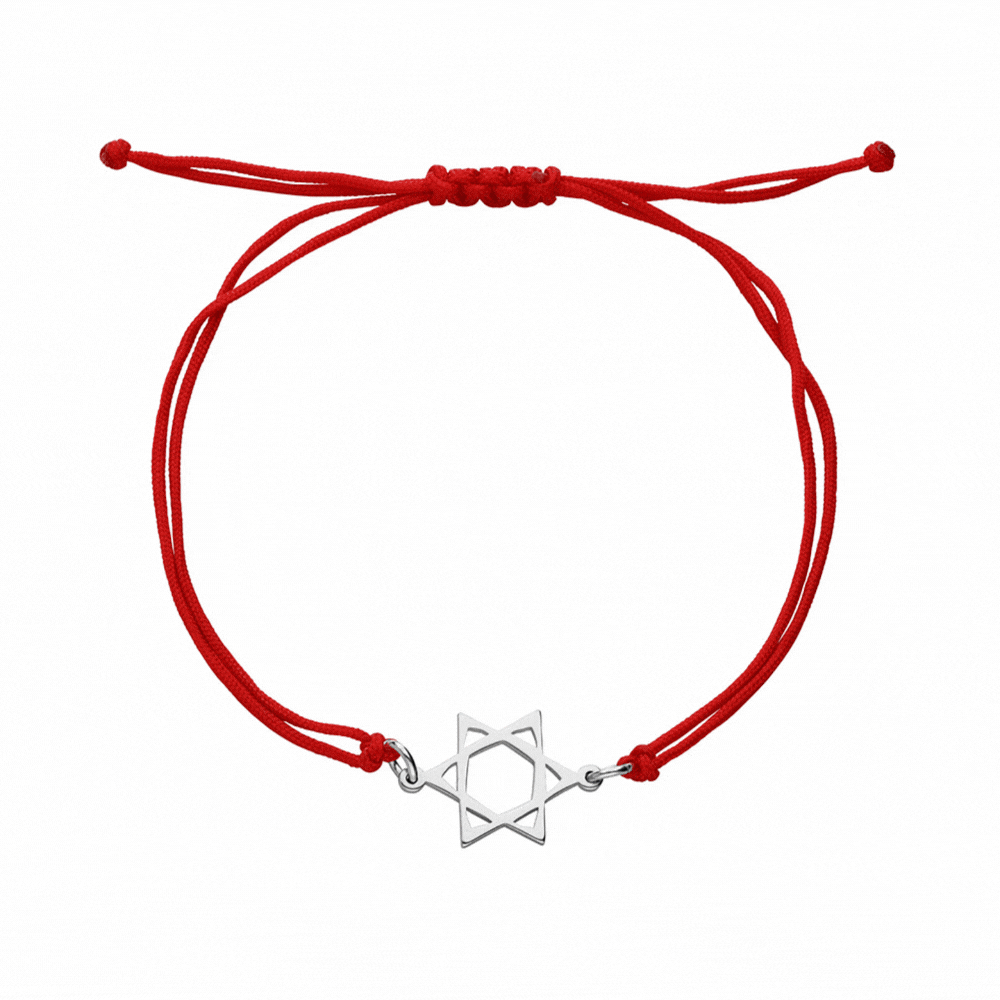 Star of David Red String Bracelet in Sterling Silver-2 product photo