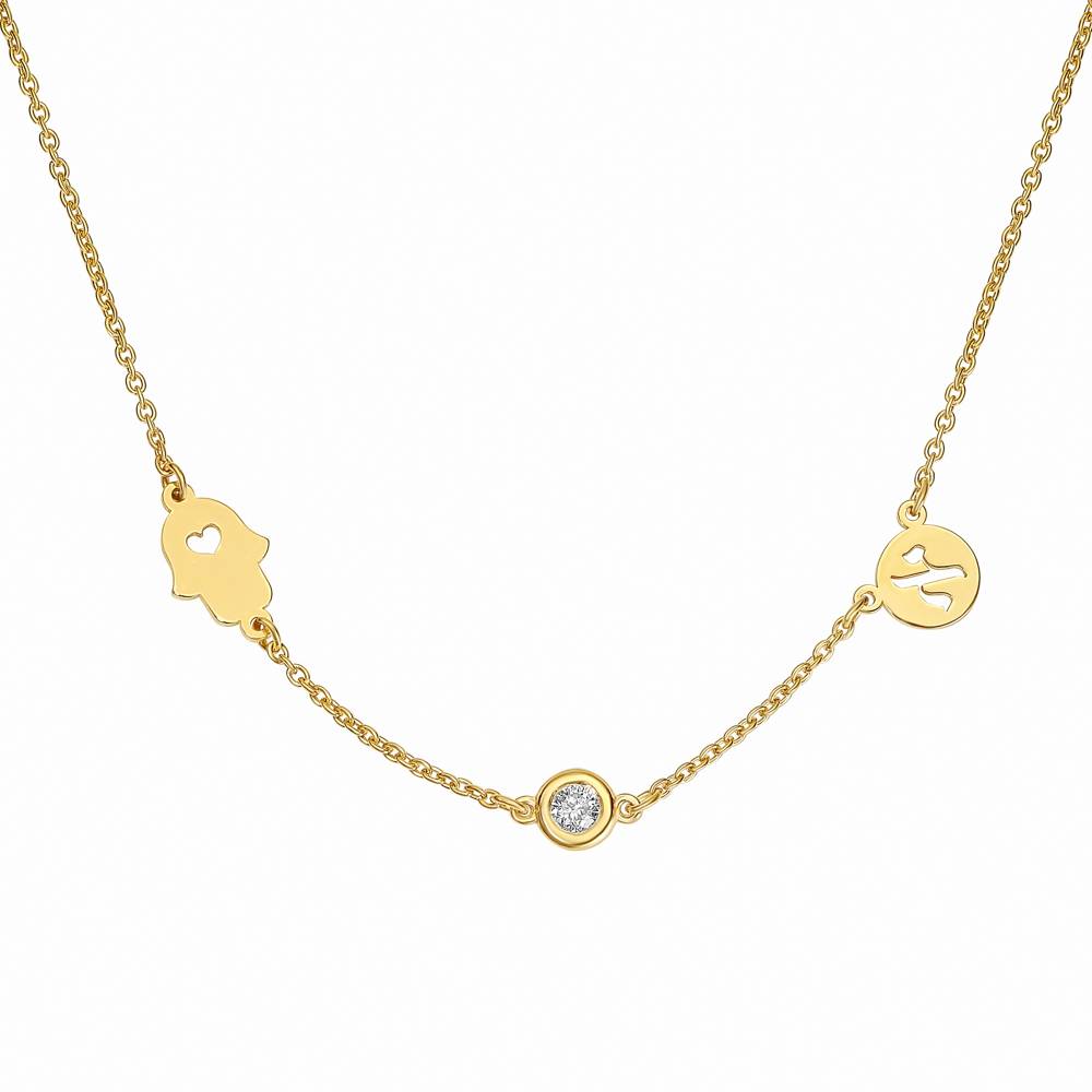 The Custom Trio Necklace with 0.05CT Diamond in 10K Yellow Gold-1 product photo