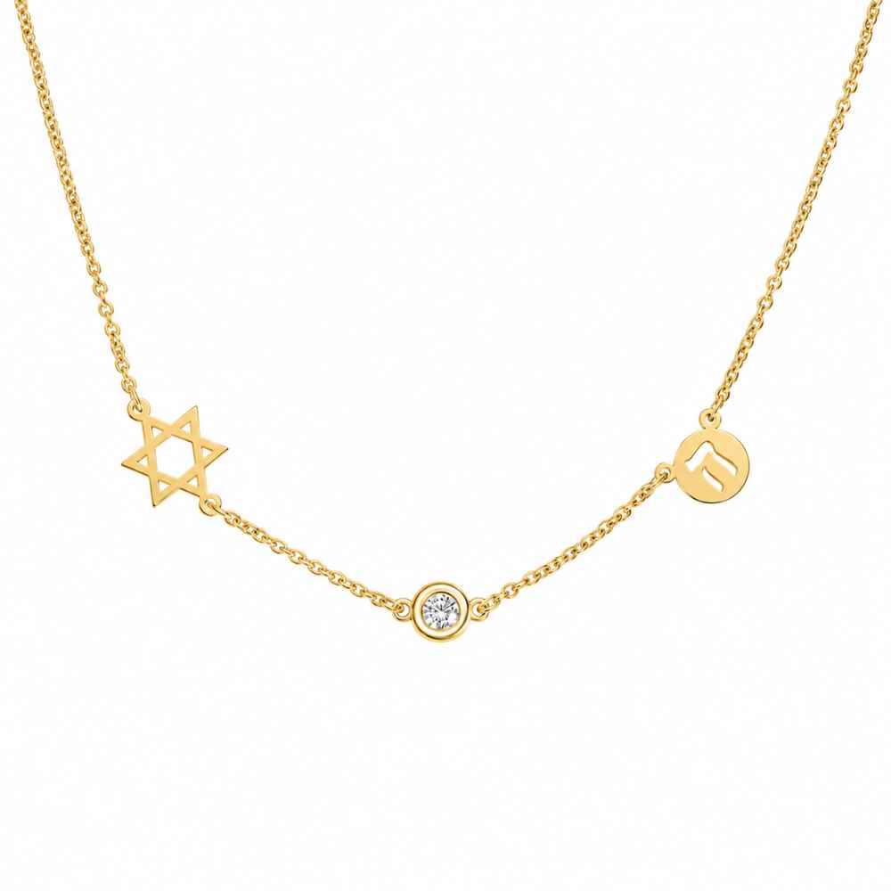 The Custom Trio Necklace with 0.05CT Diamond in 10K Yellow Gold-5 product photo
