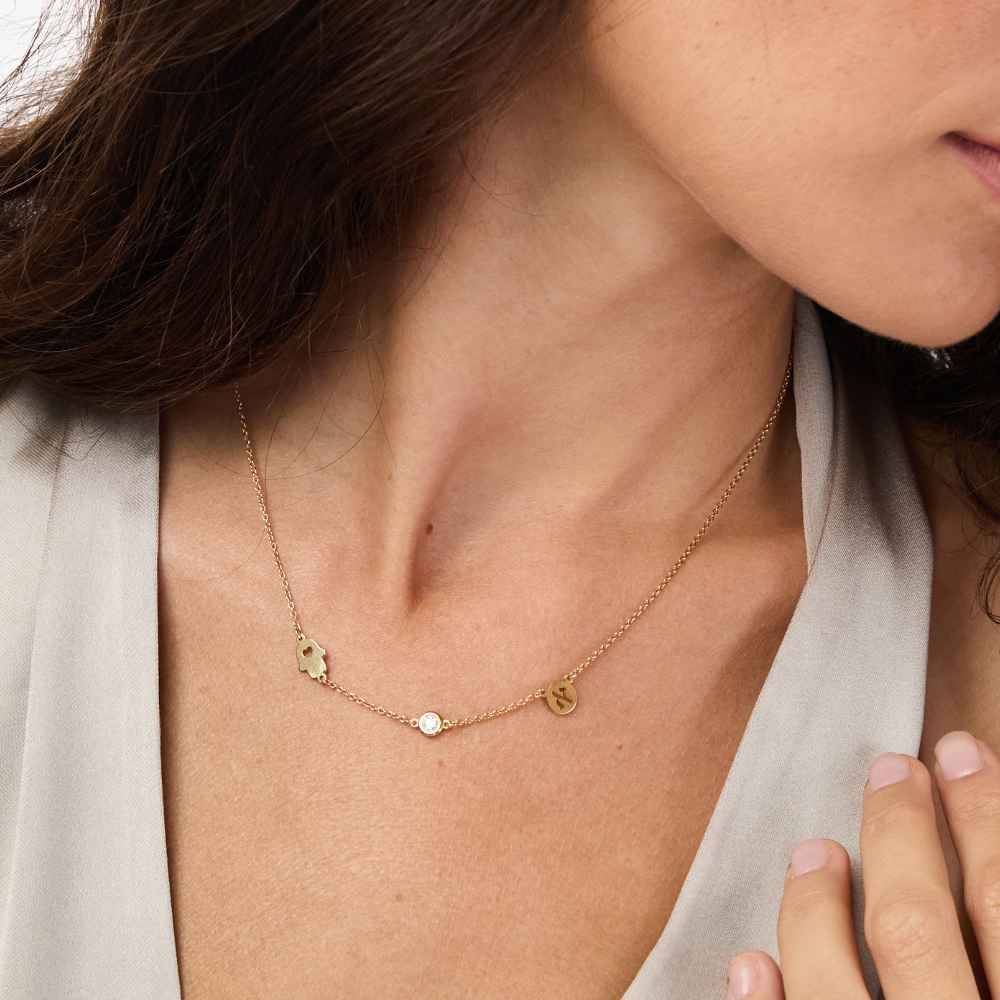 The Custom Trio Necklace with 0.05CT Diamond in 10K Yellow Gold-7 product photo