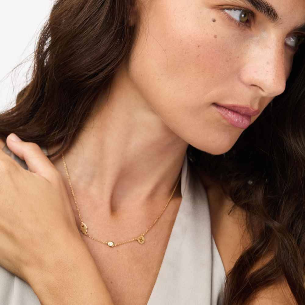 The Custom Trio Necklace with 0.05CT Diamond in 10K Yellow Gold-5 product photo