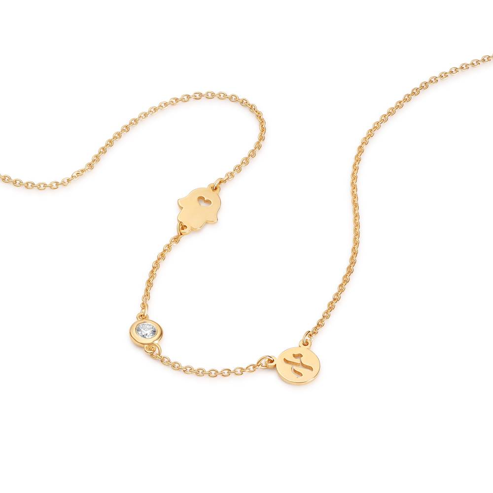 The Custom Trio Necklace with 0.05CT Diamond in Gold Vermeil-4 product photo