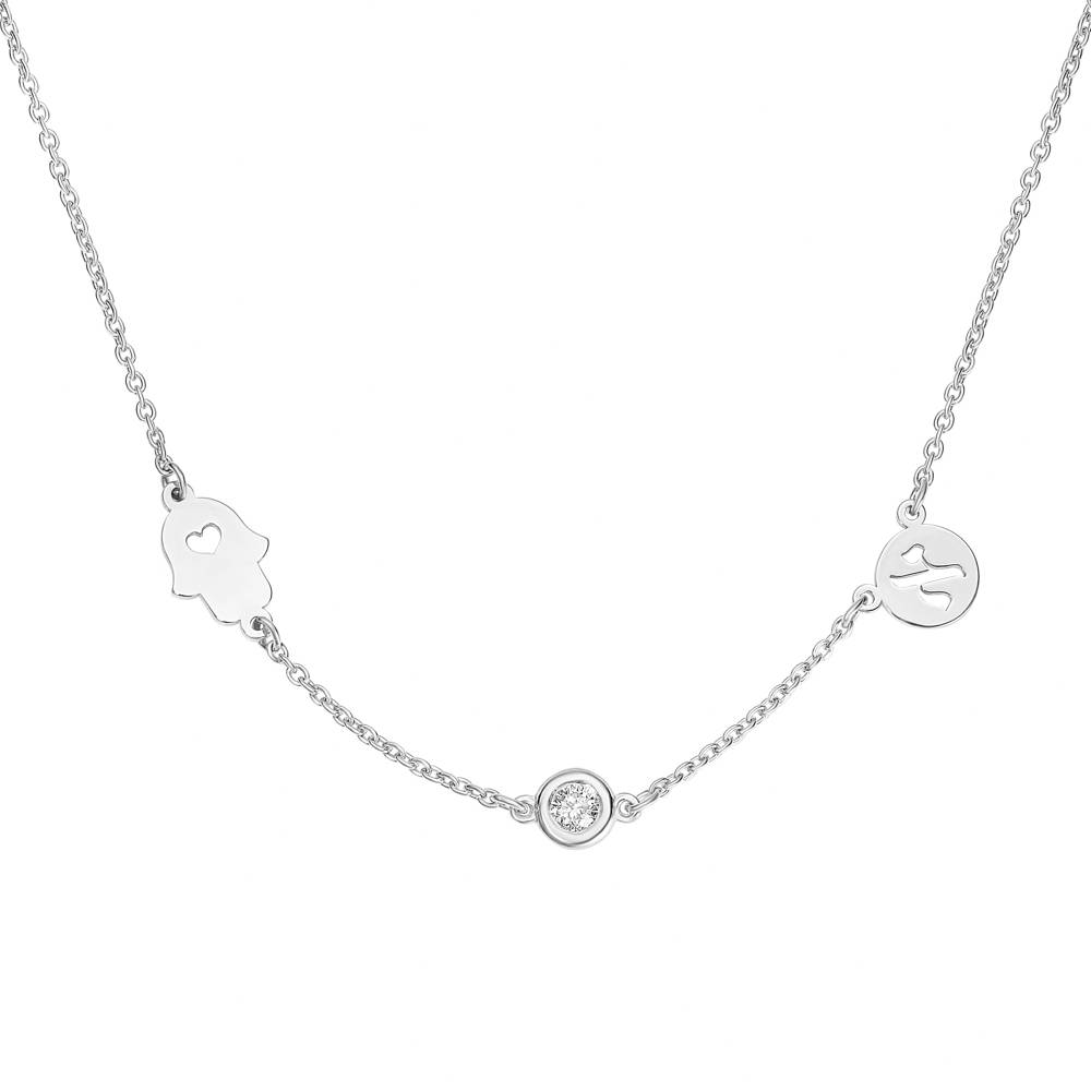 The Custom Trio Necklace with 0.05CT Diamond in Sterling Silver-1 product photo