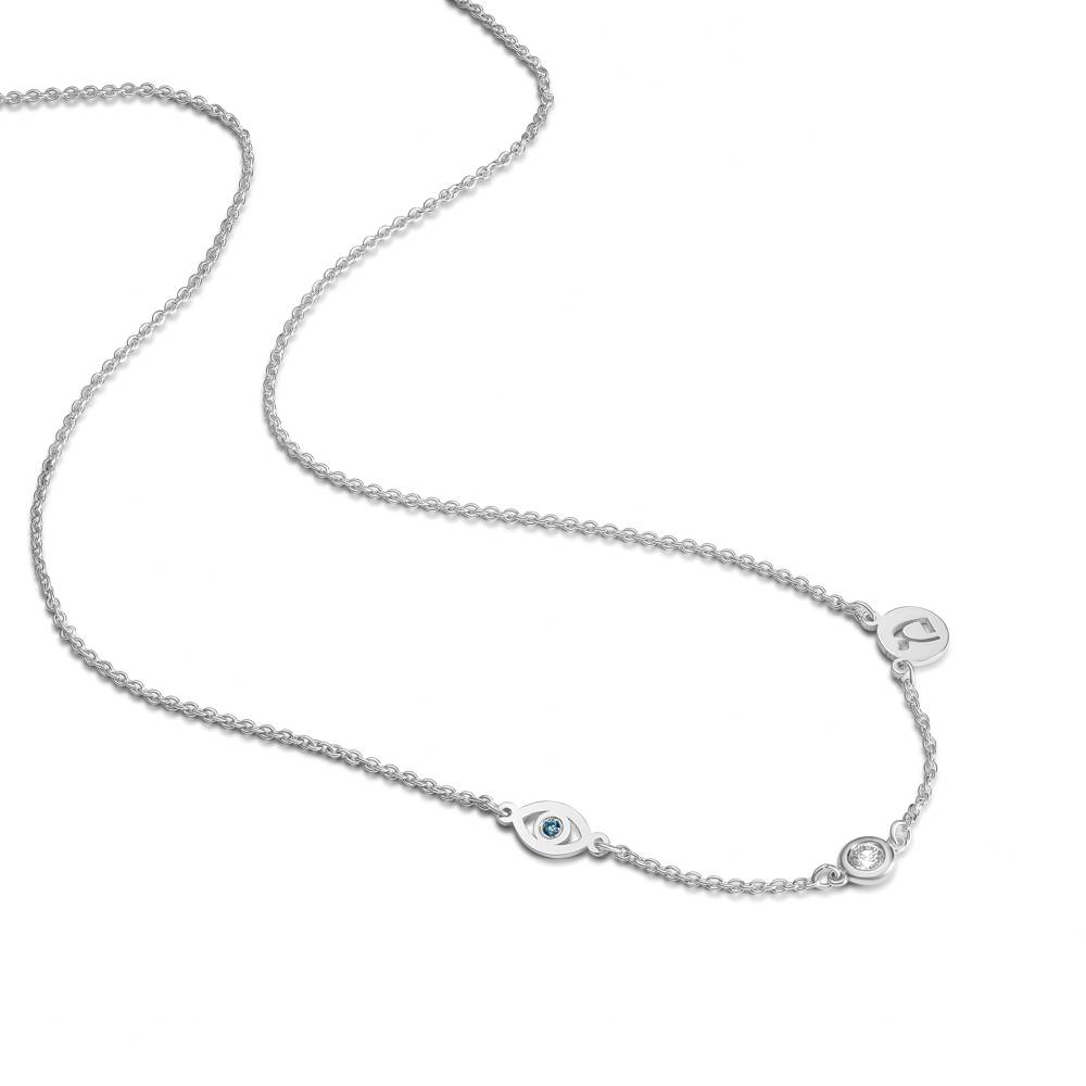 The Custom Trio Necklace with 0.05CT Diamond in Sterling Silver-2 product photo