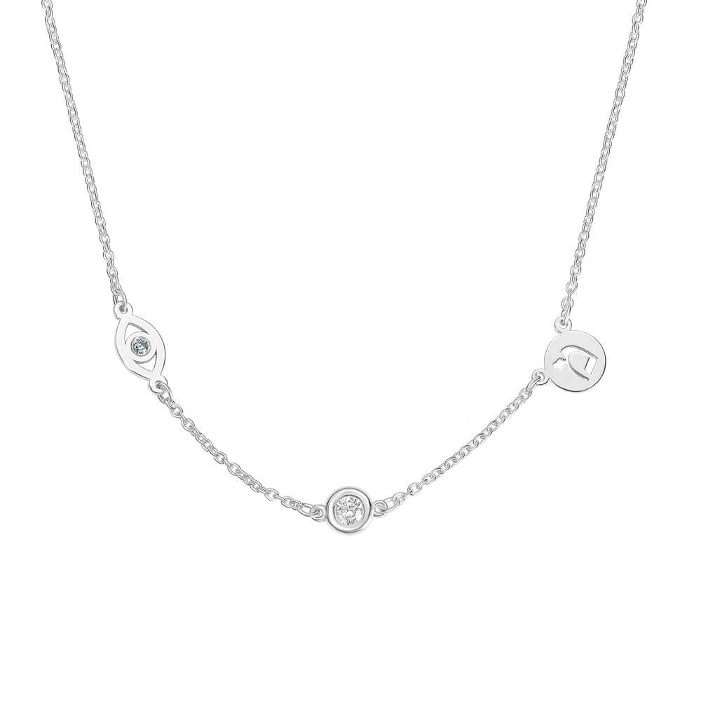 The Custom Trio Necklace with 0.05CT Diamond in Sterling Silver-4 product photo