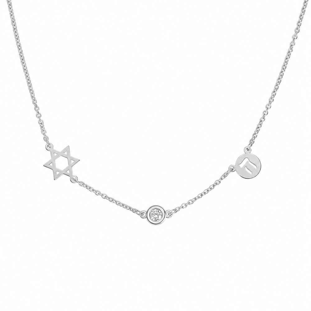 The Custom Trio Necklace with 0.05CT Diamond in Sterling Silver-5 product photo