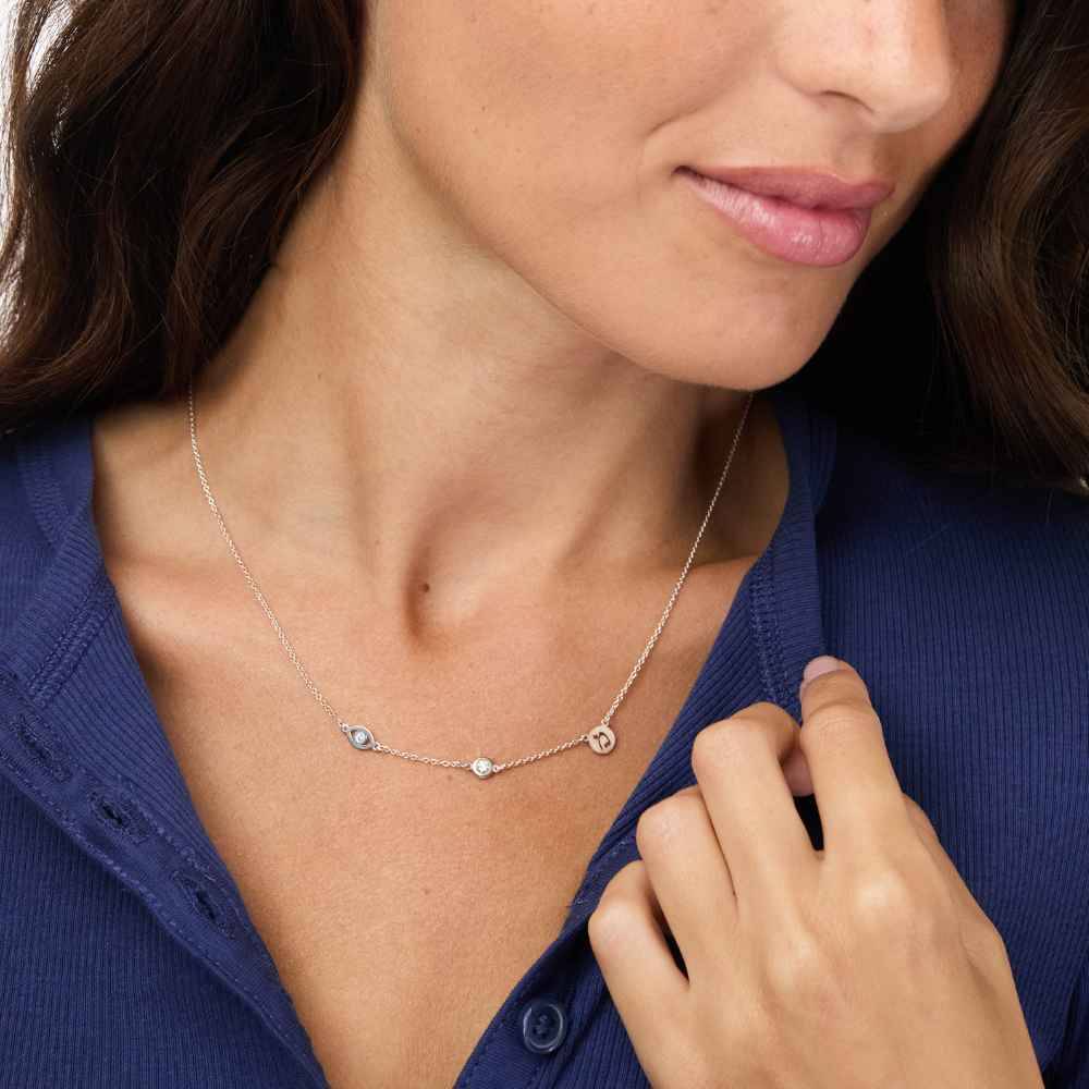 The Custom Trio Necklace with 0.05CT Diamond in 925 Sterling Silver-5 product photo