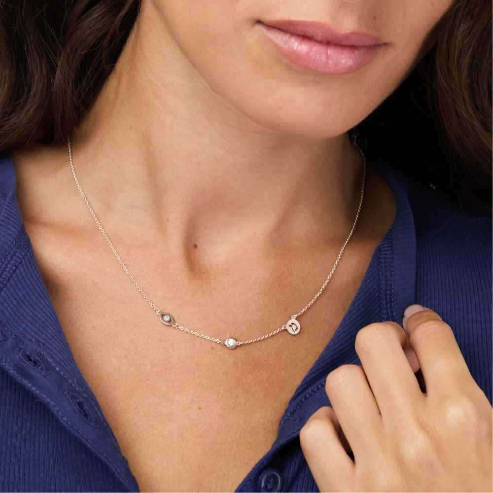 The Custom Trio Necklace with 0.05CT Diamond in 925 Sterling Silver-6 product photo