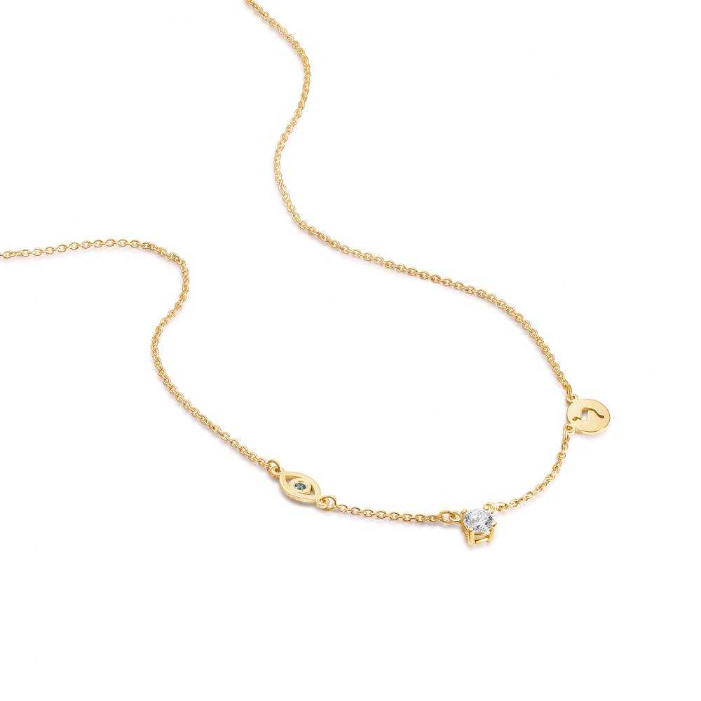 The Custom Trio Necklace with 0.30CT Diamond in Gold Vermeil-2 product photo