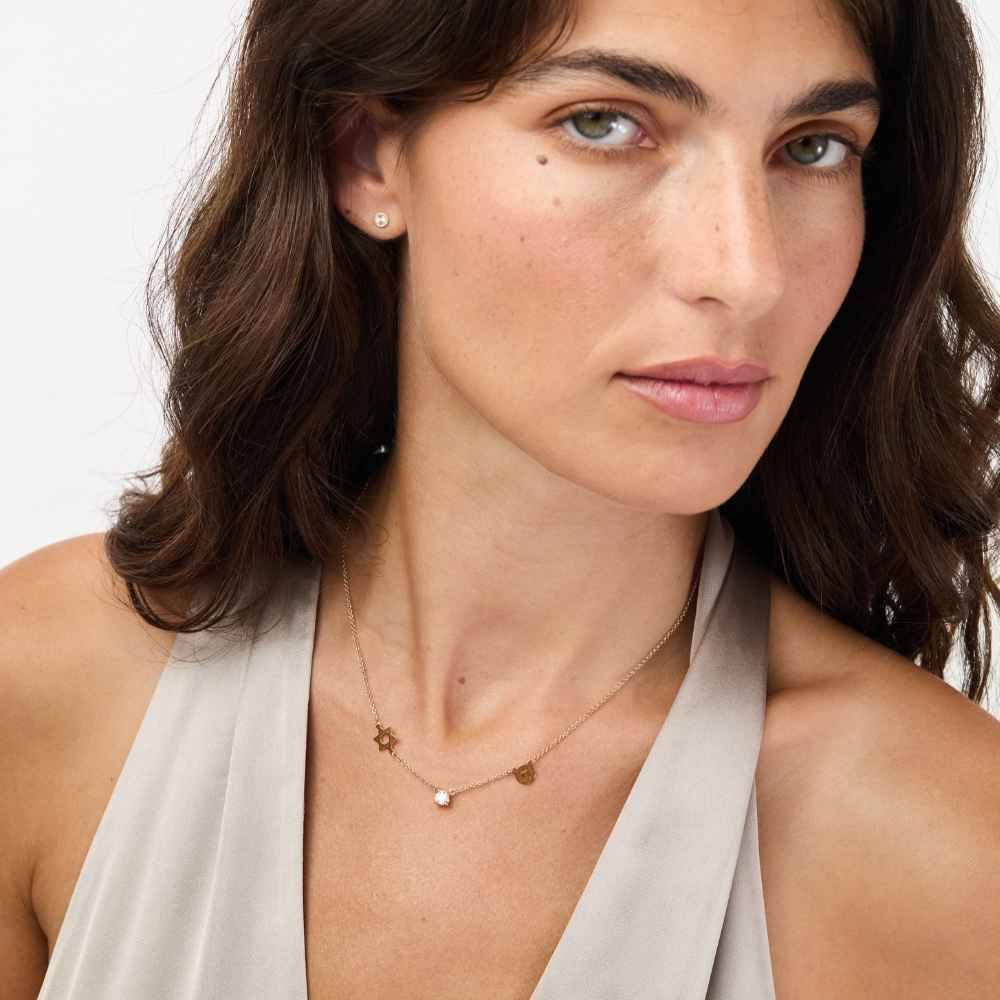 The Custom Trio Necklace with 0.30CT Diamond in Gold Vermeil-6 product photo