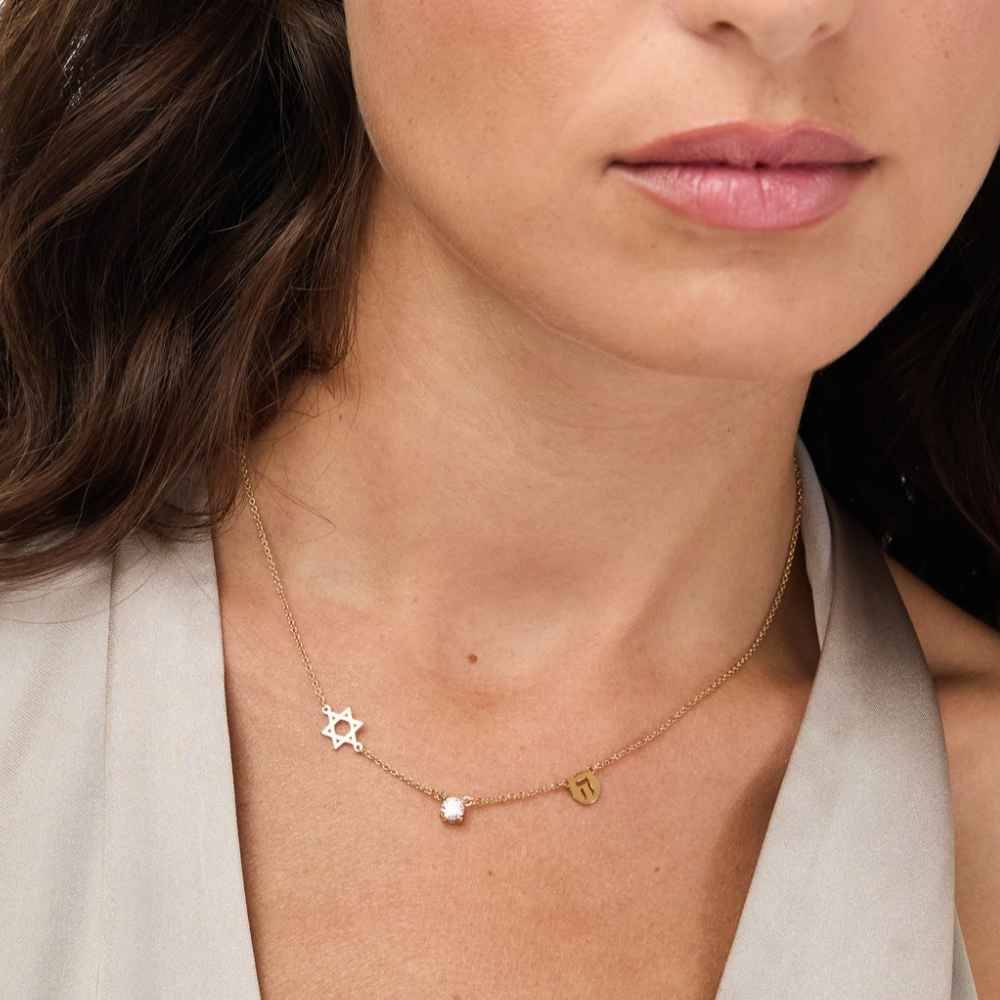 The Custom Trio Necklace with 0.30CT Diamond in Gold Vermeil-7 product photo