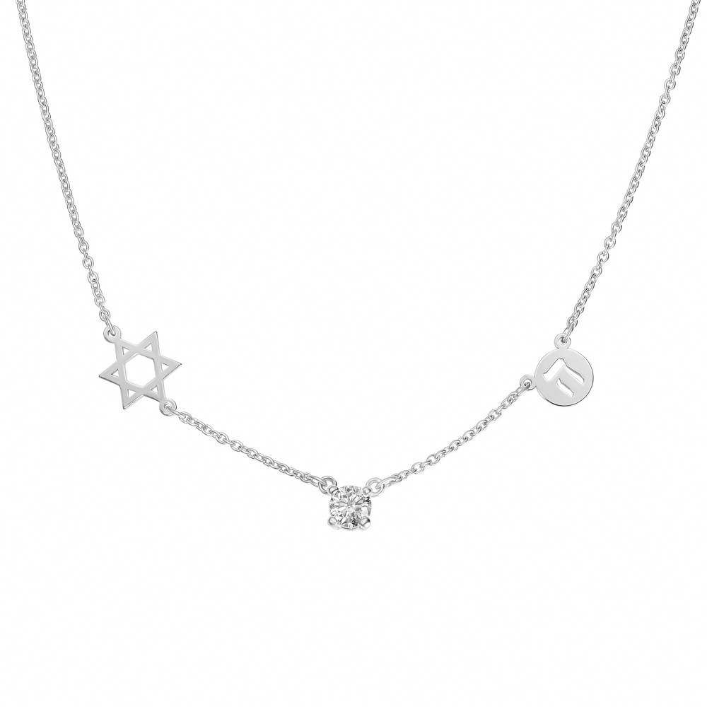 The Custom Trio Necklace with 0.30CT Diamond in Sterling Silver-3 product photo