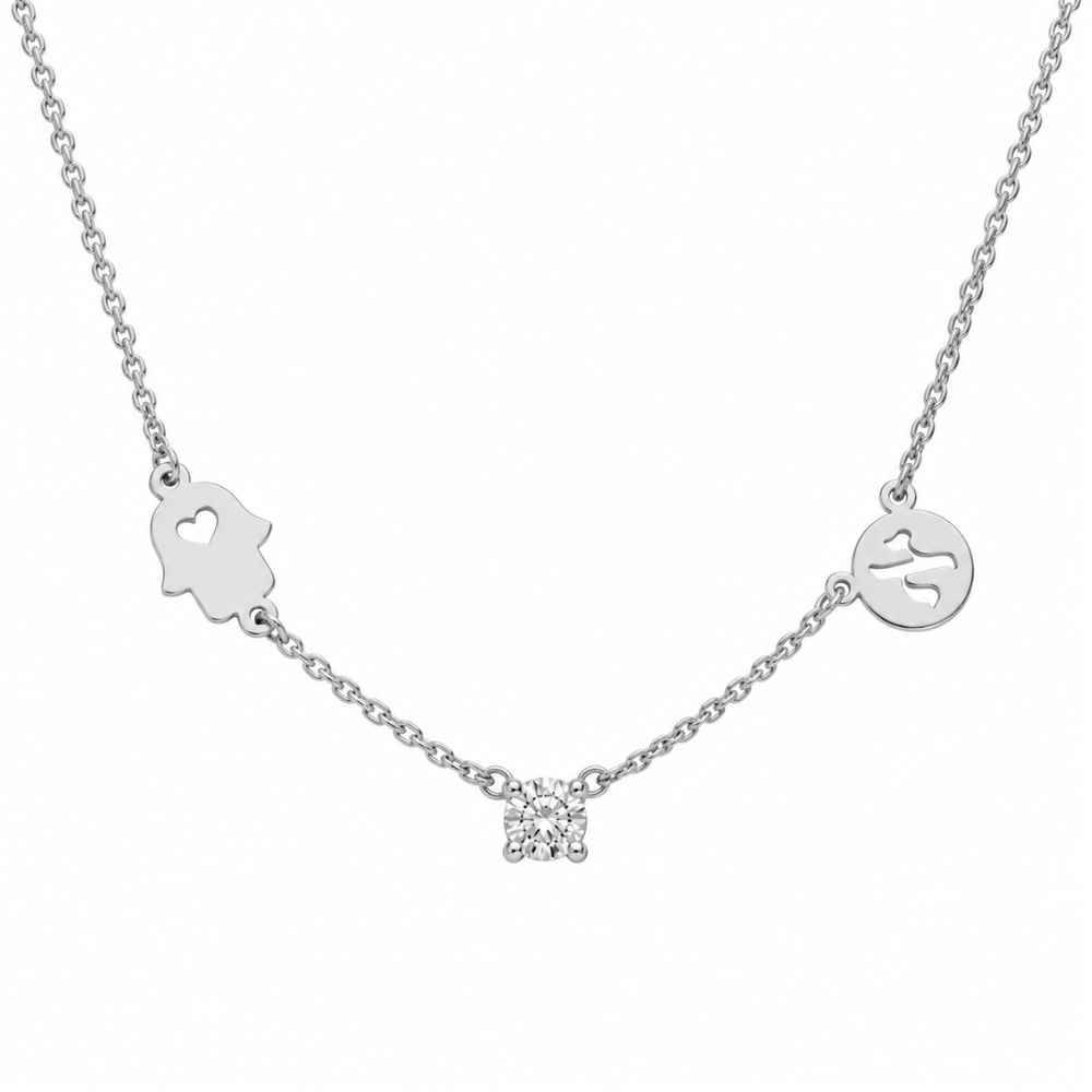 The Custom Trio Necklace with 0.30CT Diamond in Sterling Silver-5 product photo
