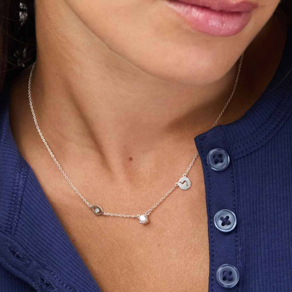 The Custom Trio Necklace with 0.30CT Diamond in 925 Sterling Silver-2 product photo
