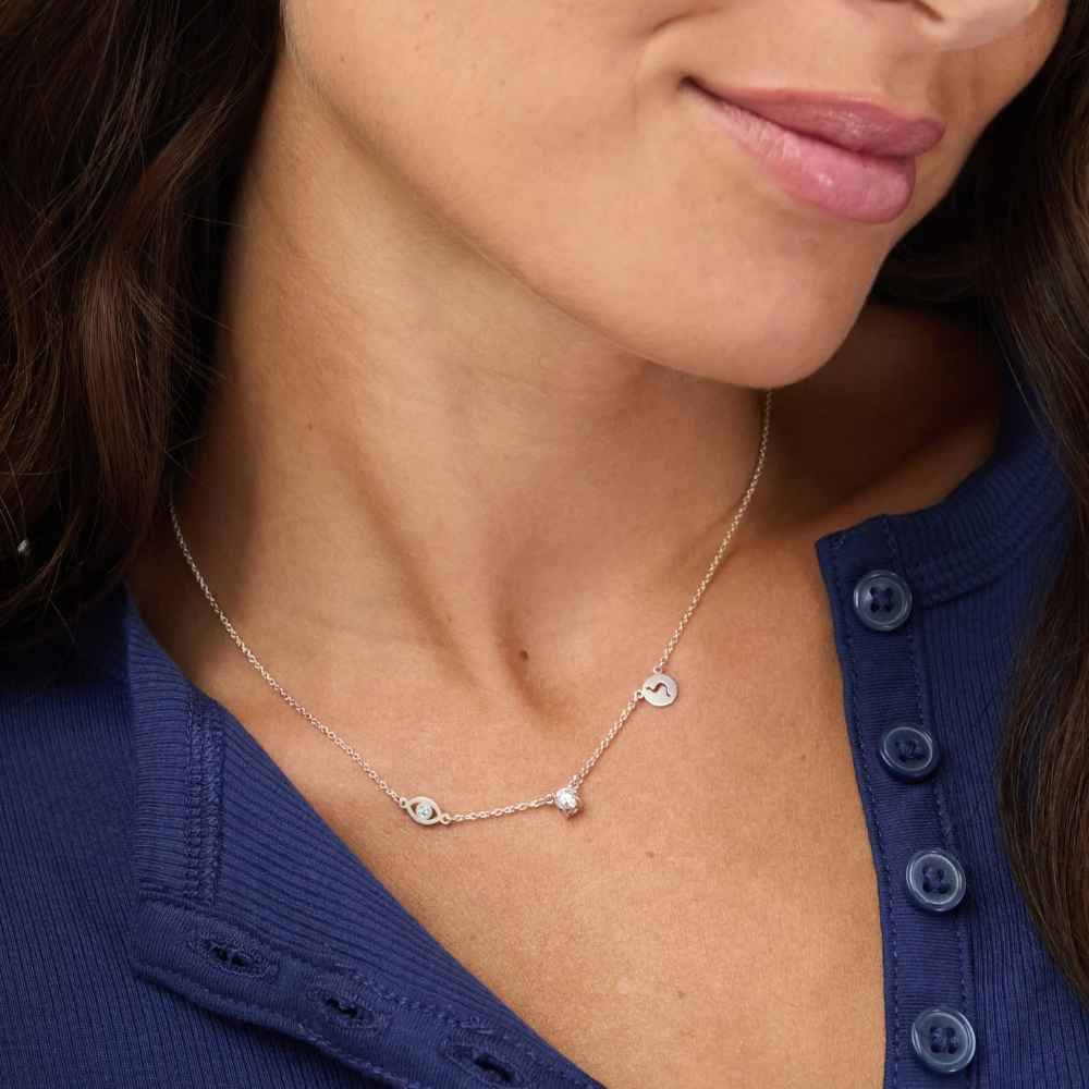The Custom Trio Necklace with 0.30CT Diamond in 925 Sterling Silver-7 product photo
