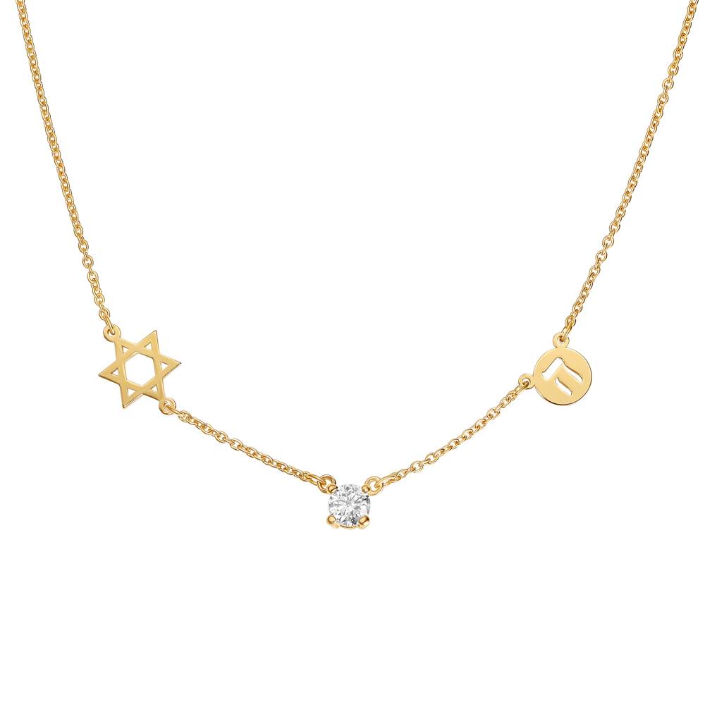 The Custom Trio Necklace with 0.30CT Diamond in Yellow Gold-3 product photo
