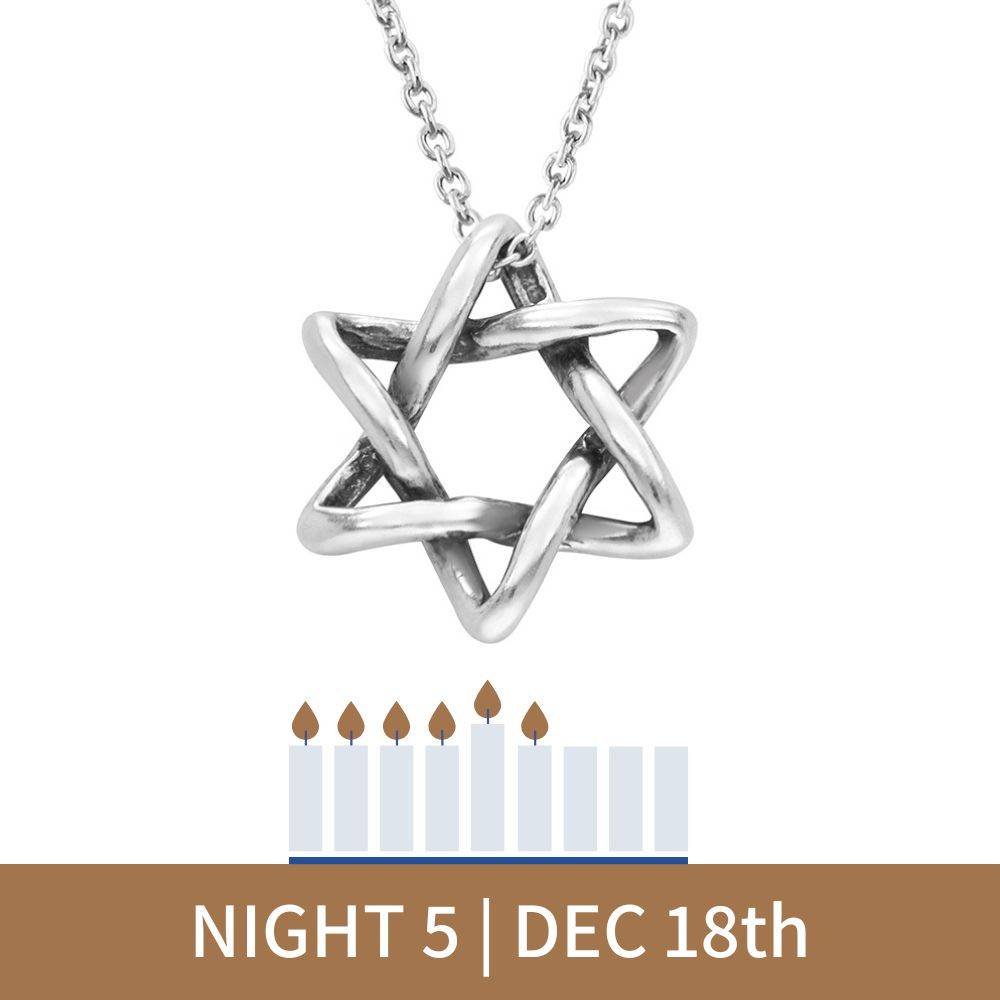 Curved Star of David Necklace in Sterling Silver-3 product photo
