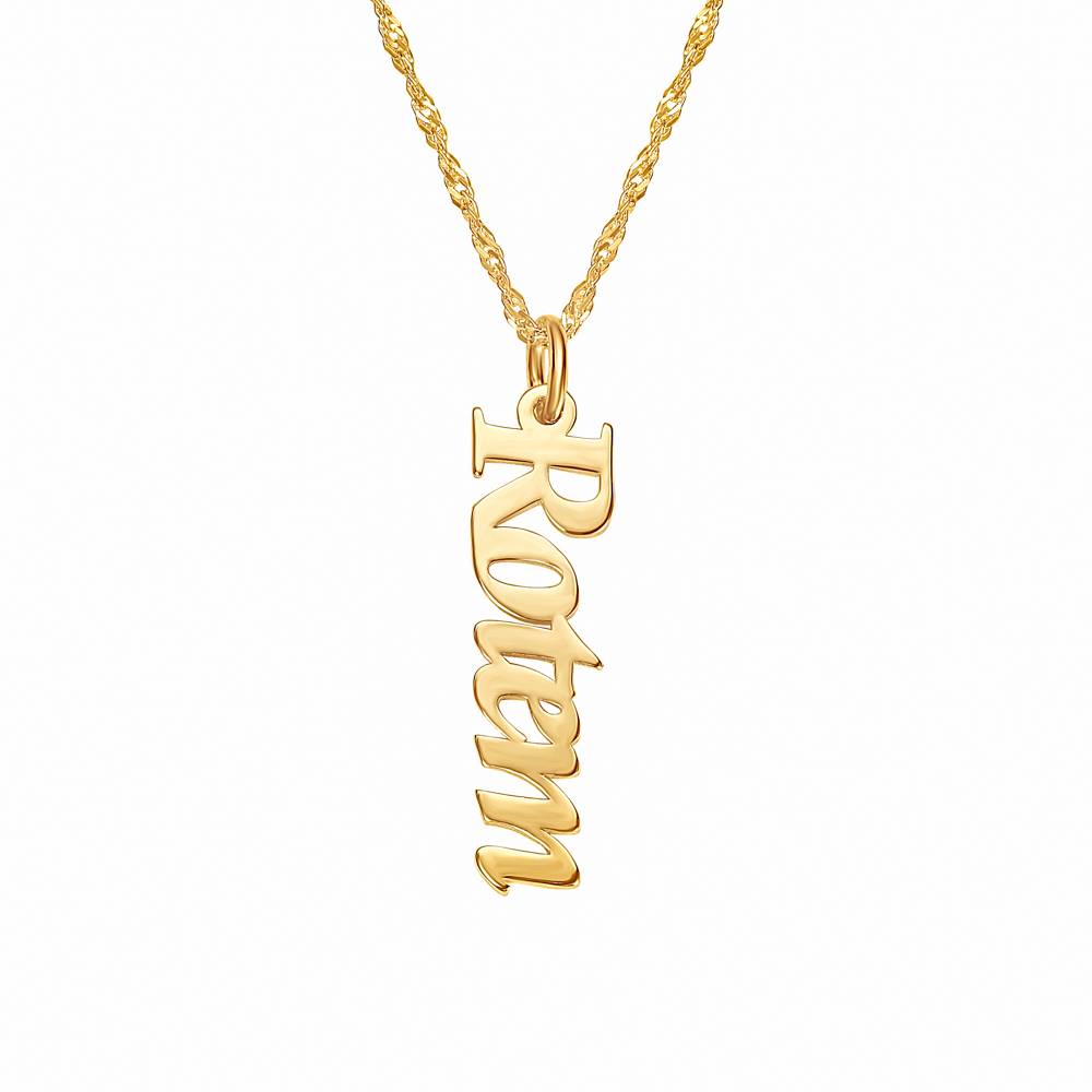 Vertical Englsh Name Necklace in 10K Yellow Gold-3 product photo
