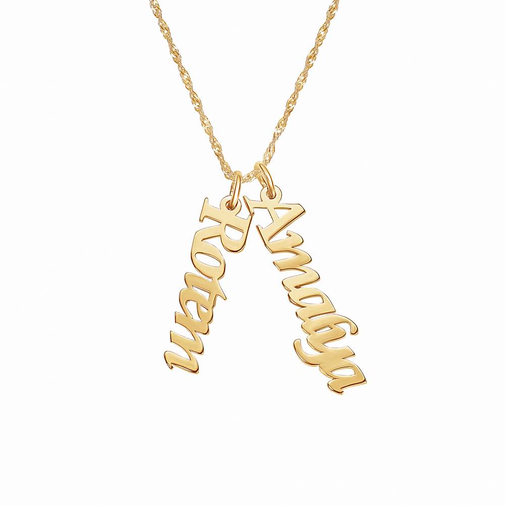 Vertical Englsh Name Necklace in 10K Yellow Gold-1 product photo