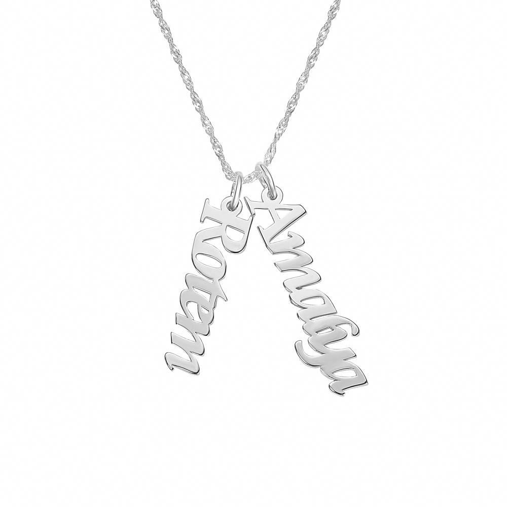 Vertical Englsh Name Necklace in Silver-1 product photo