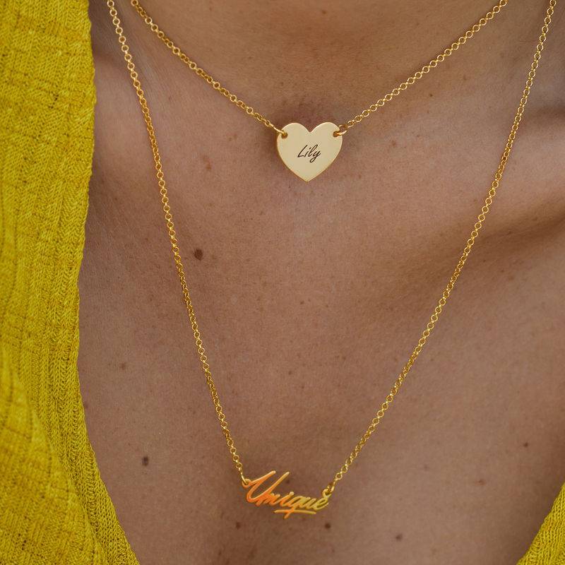Gold Plated Engraved Heart Necklace-4 Gold Plated Engraved Heart Necklace-4 product photo