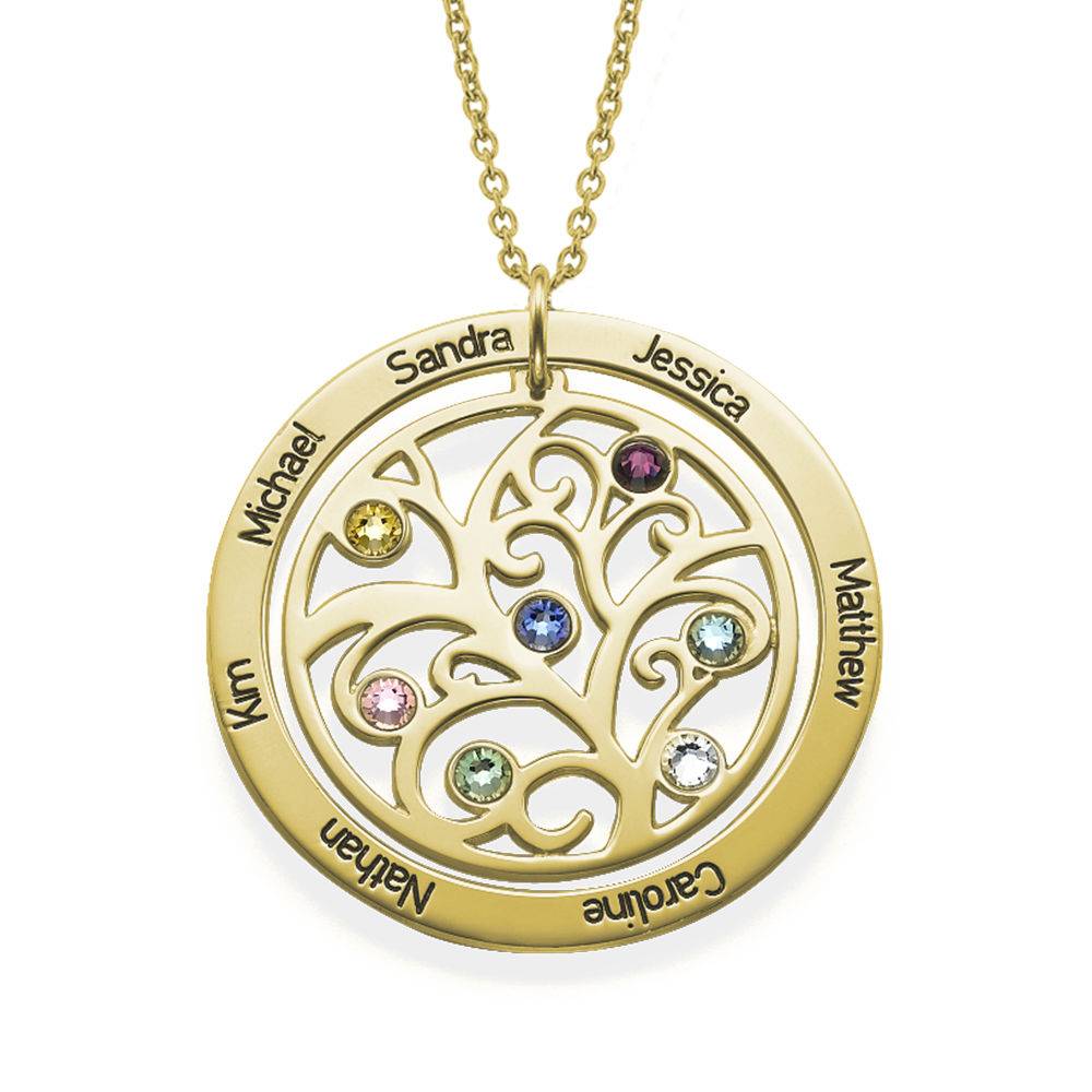 Family Tree Necklace with Birthstones in 18K Gold Plating-1 product photo