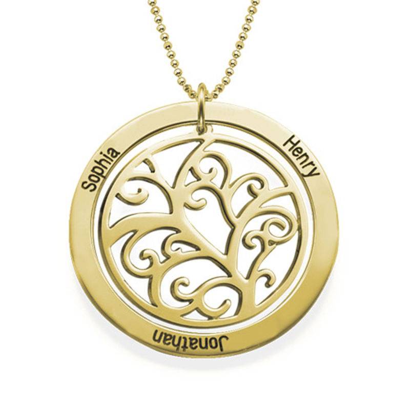 Family Tree Necklace with Birthstones in 18K Gold Plating-2 product photo