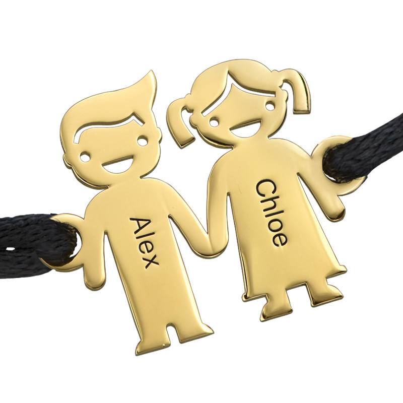 Kids Holding Hands Charms Bracelet - Gold Plated-1 product photo