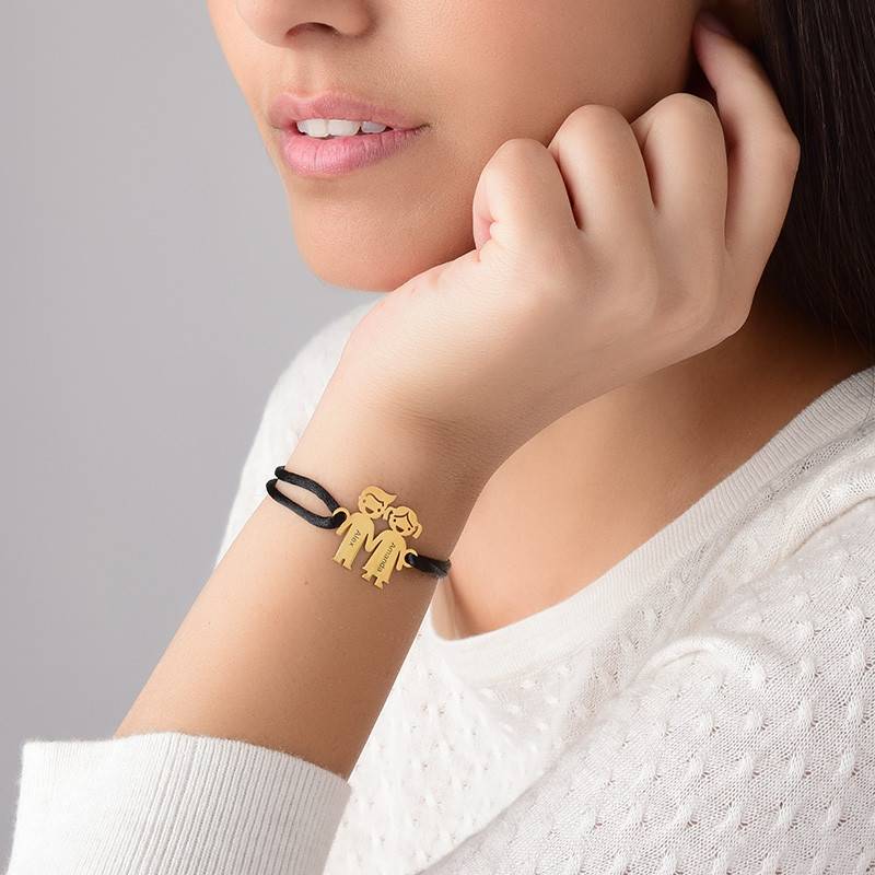 Kids Holding Hands Charms Bracelet - Gold Plated-2 product photo