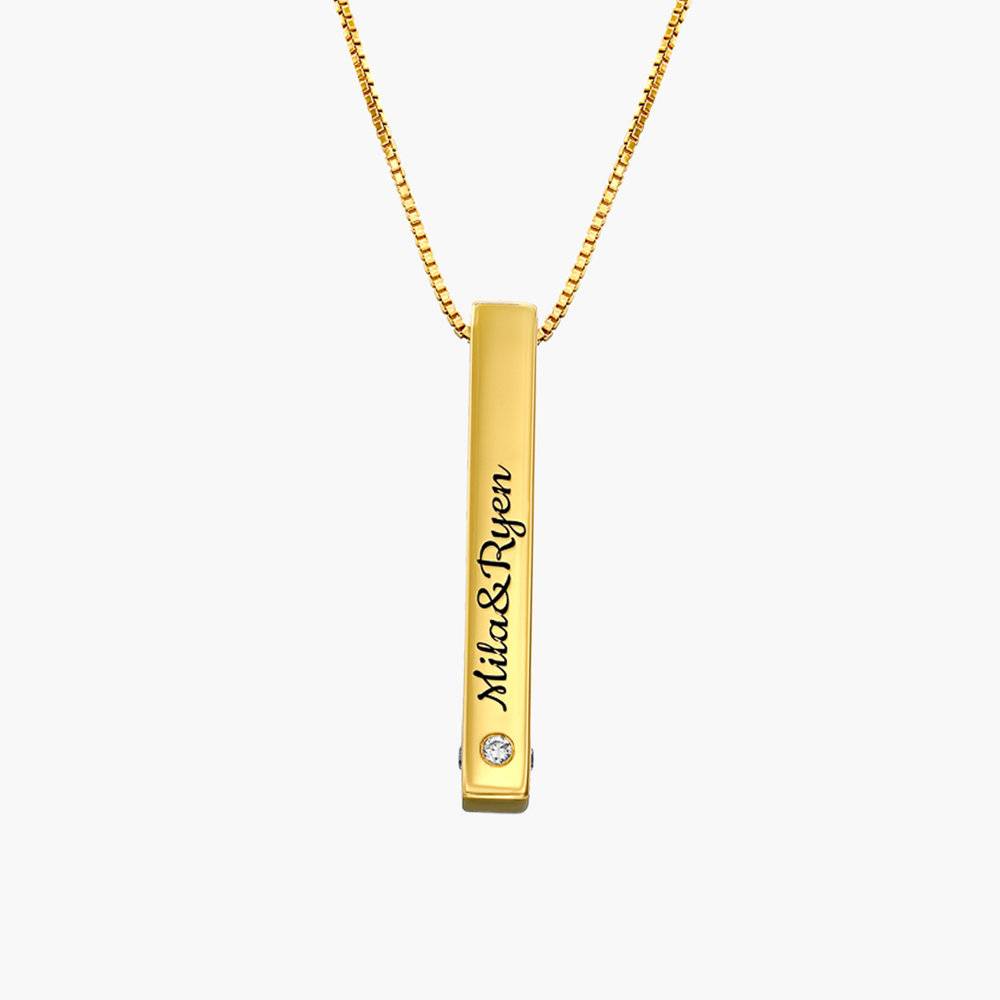 3D Engraved Bar Necklace in Gold Plating with Diamonds-2 3D Engraved Bar Necklace in Gold Plating with Diamonds-2 product photo