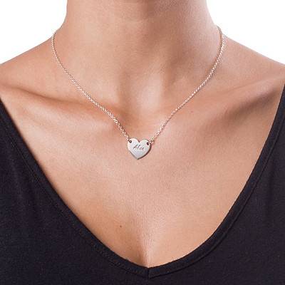 Silver Engraved Heart Necklace-2 Silver Engraved Heart Necklace-2 product photo
