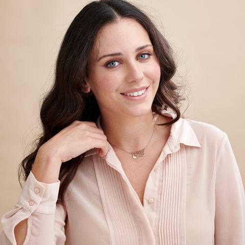 Silver Side Heart Hebrew Name Necklace-1 product photo