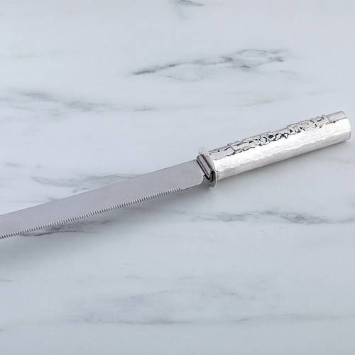 Sterling Silver Challah Knife, 'Shabbat Kodesh' lettering by Bier Judaica-1 product photo