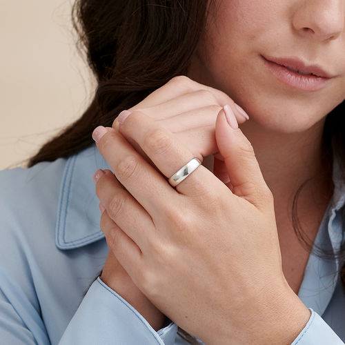 Sterling Silver Comfort Fit Inside Engraved Ring  with Hebrew Engraving-2 product photo
